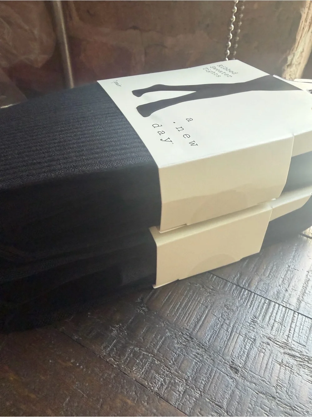 2 pairs! a new day Black Ribbed Sweater Tights
